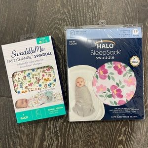Unopened swaddles 0-3 and 3-6 halo and swaddle me
